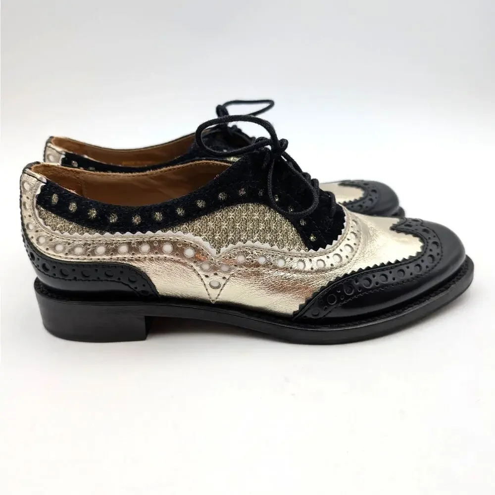 The Office Of Angela Scott Mr. Doubt Wingtip Oxford Black/Gold Size US7 EU37